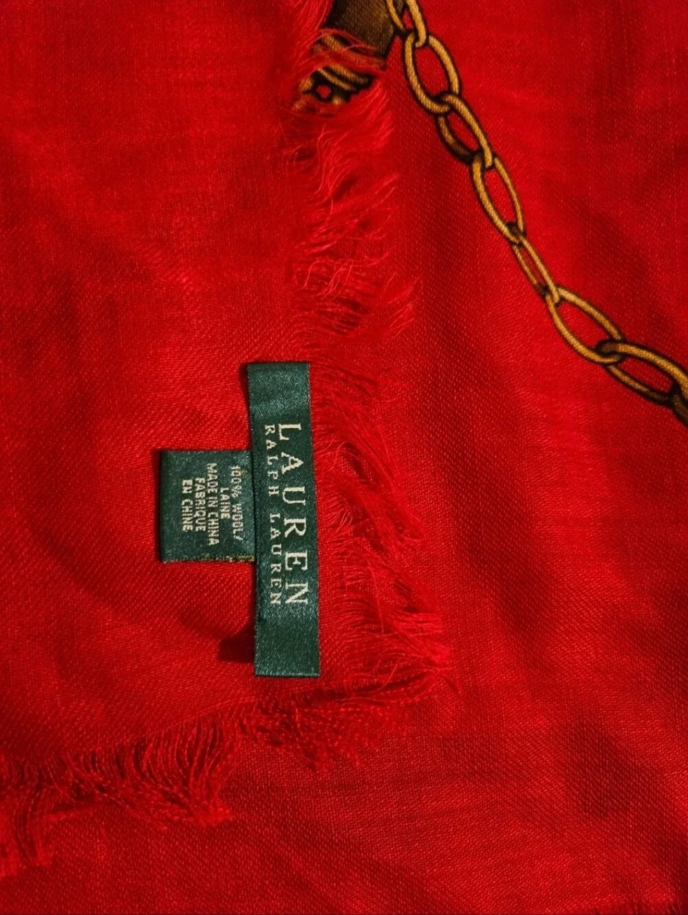 Lauren Ralph Lauren Red Bridle Chain Print Scarf Throw